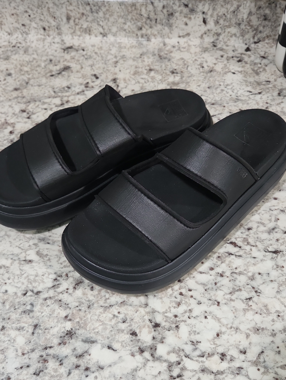 Reef Men's Black Double-Strap Slide Sandals
